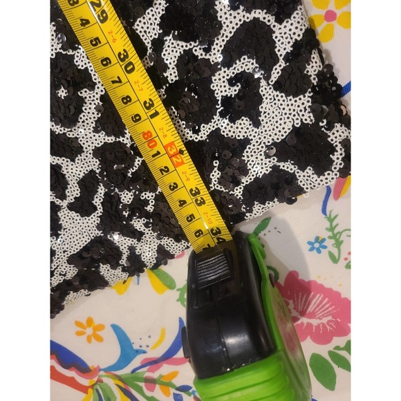 GUESS Women's Cocktail Dress Size 10 Black Silver Cheetah Sequin Mini Sh… - Picture 10 of 10